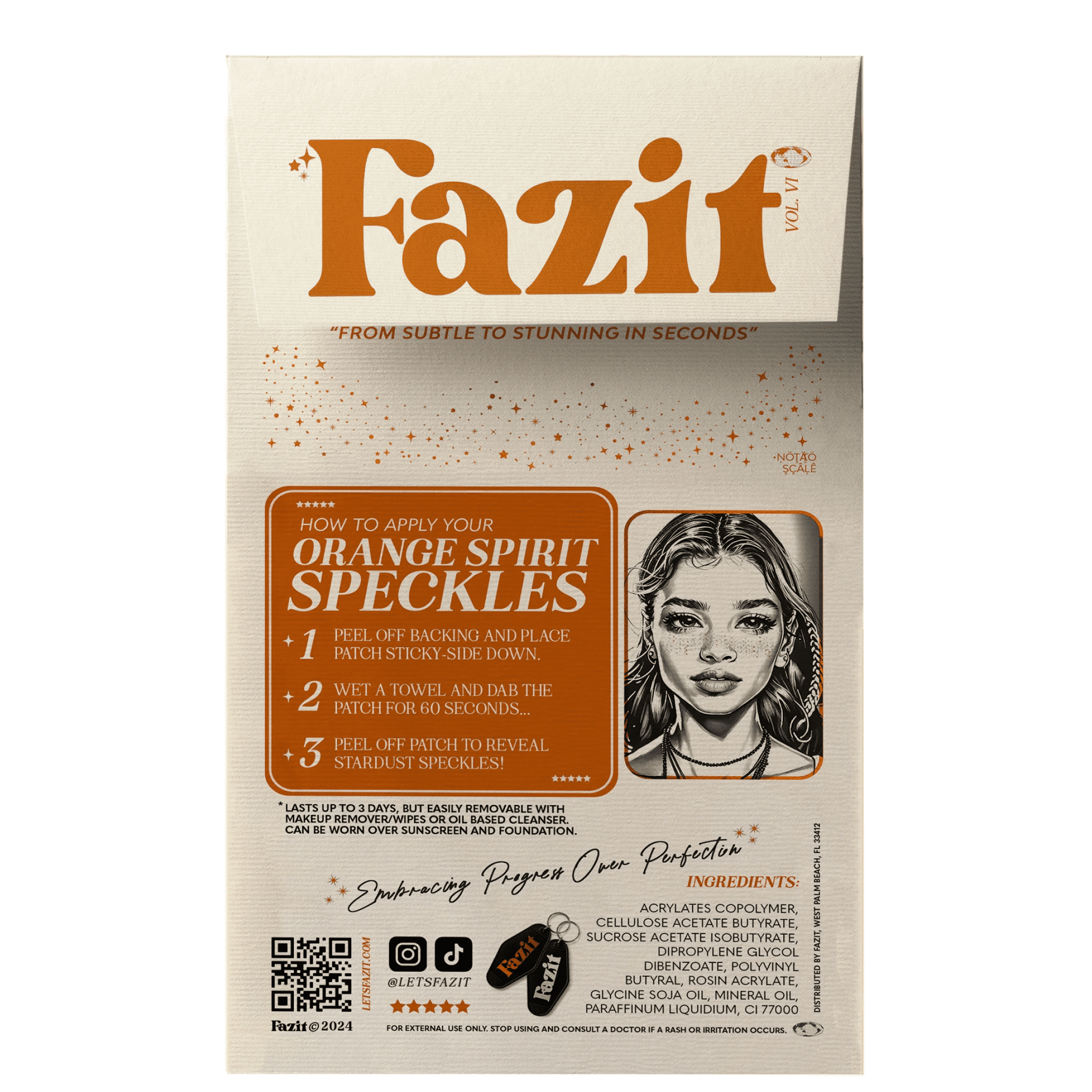 Fazit Glitter Freckle Makeup Patches, Orange Spirit Speckles, 6 Count