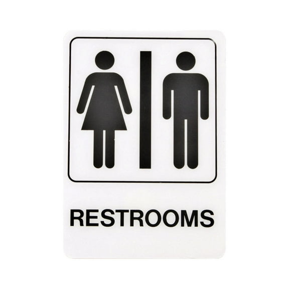 Hy-Ko Plastic Self-Adhesive Decorator Sign Brown 5" X 7" Restrooms Case of 5