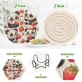 thumbnail image 4 of Haosy Set of 6 Drink Woven Coaster with Holder Heat Resistant Non-Slip Bar Coasters 4 Inches Cute Panda with Strawberry, 4 of 7