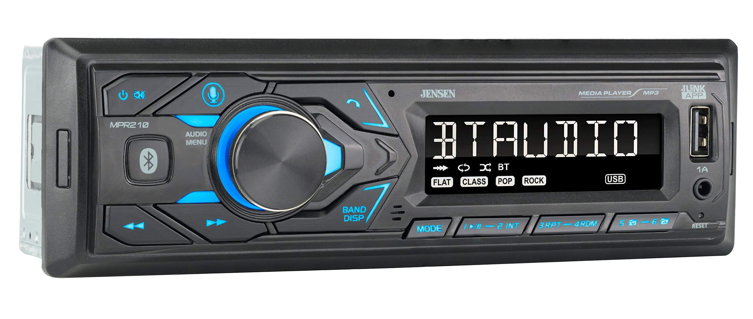 JENSEN MPR210 7 Character LCD Single DIN Car Stereo Receiver, Push to