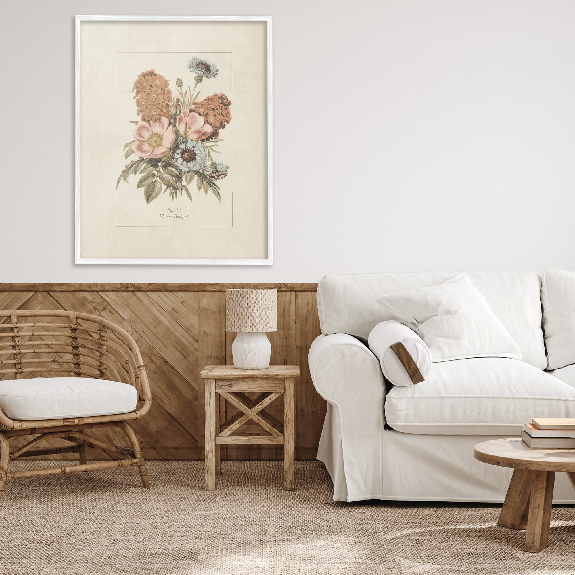 Stupell Industries Flower Bouquet Vintage Blossoms White Framed Giclee Art, design by Dan Meneely