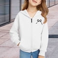 thumbnail image 6 of CPNG Children Girls Bow Print Tracksuits Set Full Zip Long Sleeve Hooded Active Jackets & Jogger Pants Suits 2 Piece Sweatsuit(White,11-12 Years), 6 of 8
