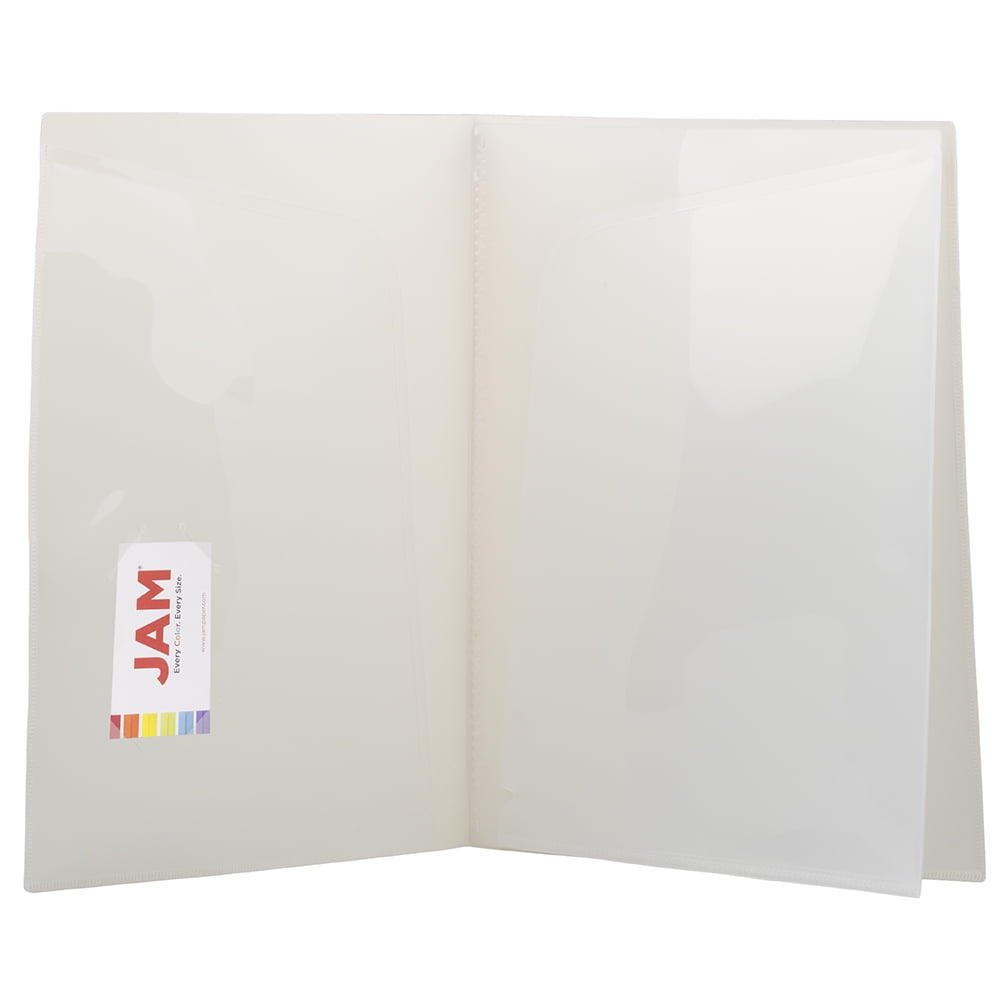 JAM Heavy Duty Plastic Multi High Pocket Folders, 6 Pocket Organizer, Ivory, 2/Pack