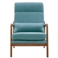 thumbnail image 4 of Modern Accent Armchair, Comfy Living Room Chair with Lumbar Pillow & High Back, Linen Fabric Upholstered Single Sofa Reading Chair with Solid Wood Legs for Bedroom Living Room Office, Teal, 4 of 9