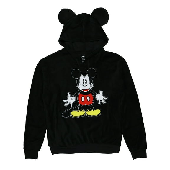 Disney Mickey Mouse Men's Embroidered Design 3D Ears Plush Fleece Adult Pullover Sweatshirt