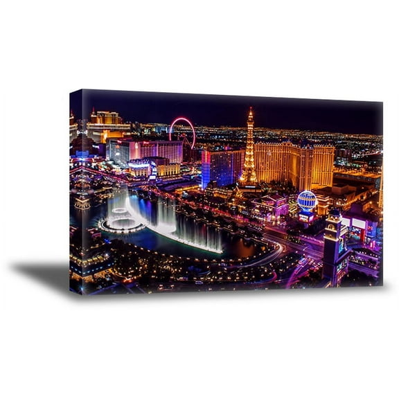 Awkward Styles Night Lights Las Vegas View Canvas Vegas Night View Las Vegas Party Decorations Las Vegas Cityscape Canvas Printed Decor Led City Ligths Stylish Dining Living Room Decor Ideas