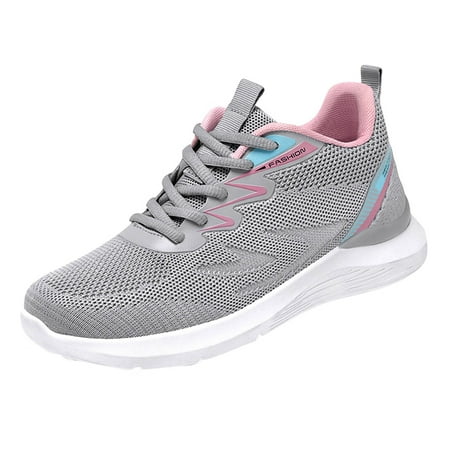 

GNEIKDEING Autumn Women Sports Shoes Flat Lightweight Mesh Comfortable Wave Stripes Simple Style Gift on Clearance