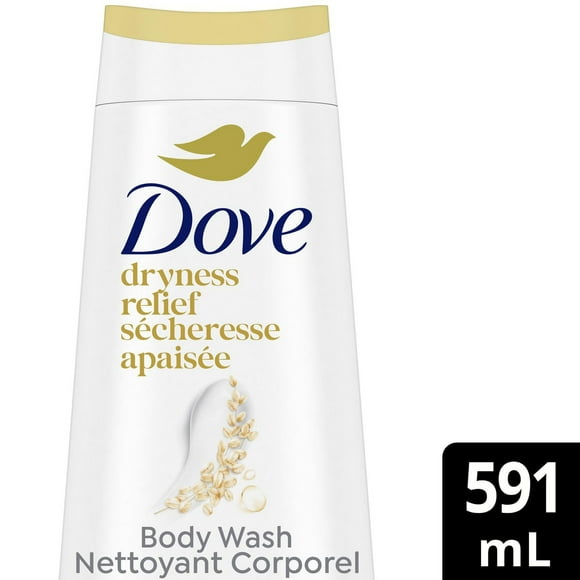 Dove Dryness Relief Body Wash For 24hr Lotion-Soft Skin, Oatmeal & Rice Milk with No Sulfates No Parabens, 591mL