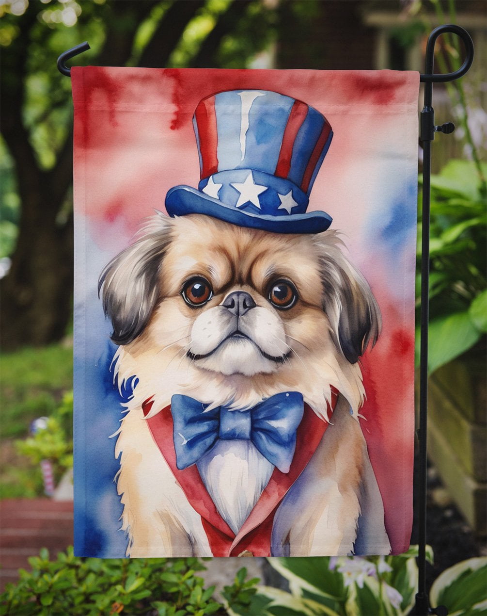 Pekingese Patriotic Garden Flag 11.25 in x 15.5 in