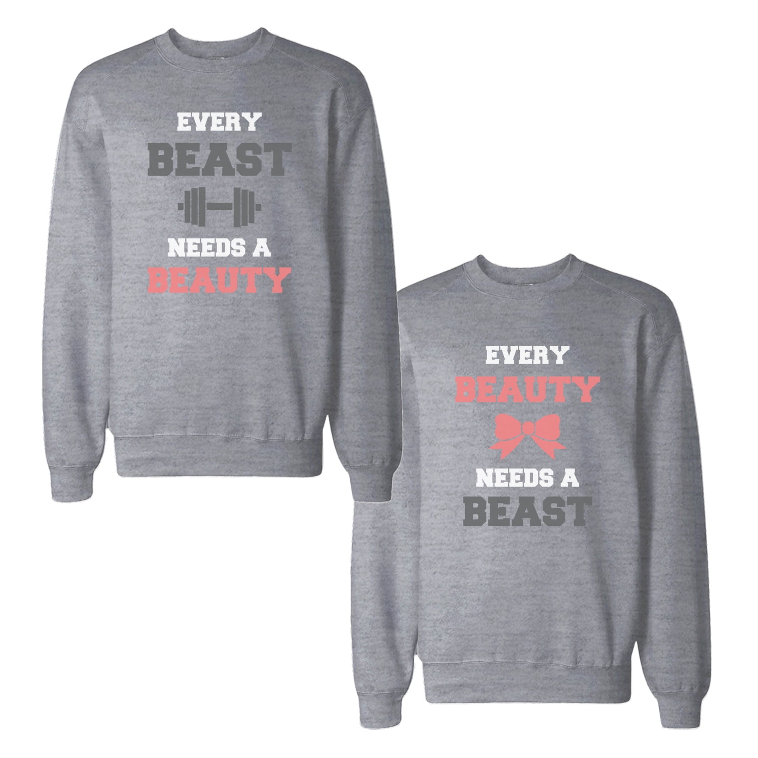 Beast and Beauty Couple Hoodies 2 Pack Black Women Medium Beast and Beauty Matching Hoodies Silver Gray Men Large