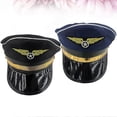 thumbnail image 3 of 2pcs Cosplay Pilot Party Costumes Stage Hat Performance Hat Head Decorative Accessary (Black, Navy, 1pc for EacH Color), 3 of 4