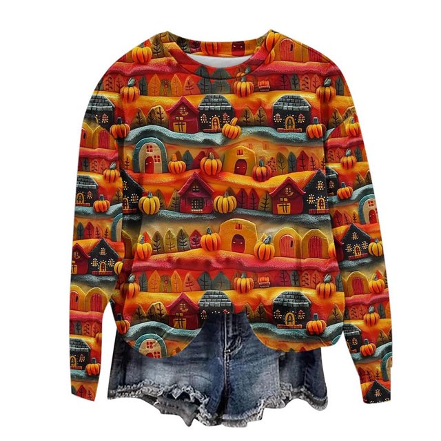 EHQJNJ Sweat-Shirt pour Femmes Tendance Plus Sweat-Shirt Imprimé pour Femmes Sweat-Shirts Oversize Col Rond Pull à Manches Longues Sweat-Shirts Mignons pour Femmes Sweat-Shirts Graphiques pour Femmes avec Motifs