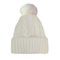 thumbnail image 2 of Tittly Winter Hats Beanie Women's Autumn Winter Solid Color Thickened Warm Dough Thick Thread Knitting Hat With Wool Skull Caps Hats for Women White One Size, 2 of 3