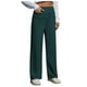 thumbnail image 1 of Pantalones de trabajo de cintura alta para mujer - Pantalones elásticos rectos de pierna ancha con botones y bolsillos, 1 of 5