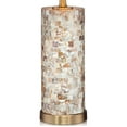 thumbnail image 4 of 360 Lighting Margaret Coastal Accent Table Lamp 23" High Mother of Pearl Tile Cylinder Cream Linen Drum Shade for Bedroom Living Room Bedside Office, 4 of 6