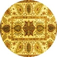 thumbnail image 1 of Ahgly Company Indoor Round Oriental Yellow Modern Area Rugs, 5' Round, 1 of 4