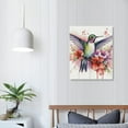 thumbnail image 3 of ONETECH Hummingbird Animal Canvas Wall Art，colorful Flower Bird Modern ，for Purple Floral Botanical Nature Prints Painting Farmhouse Bathroom Room Decor 20x16in, 3 of 4