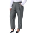 thumbnail image 4 of Agnes Orinda Women's Plus Size Pleated Work Office Outfits High Waisted Straight Business Casual Pants with Pocket 3X Light Gray, 4 of 6