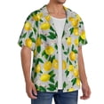 thumbnail image 2 of Balery Lemon1 Camisa Casual de Manga Corta con Botones para Hombre, Texturizada, Estilo Cubano, para Playa, Verano-Large, 2 of 5