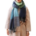 thumbnail image 1 of Women's Long Plaid Blanket Chunky Oversized Winter/Fall Warm Scarf Big Tartan Scarves Wrap Shawl-Blue Green, 1 of 4