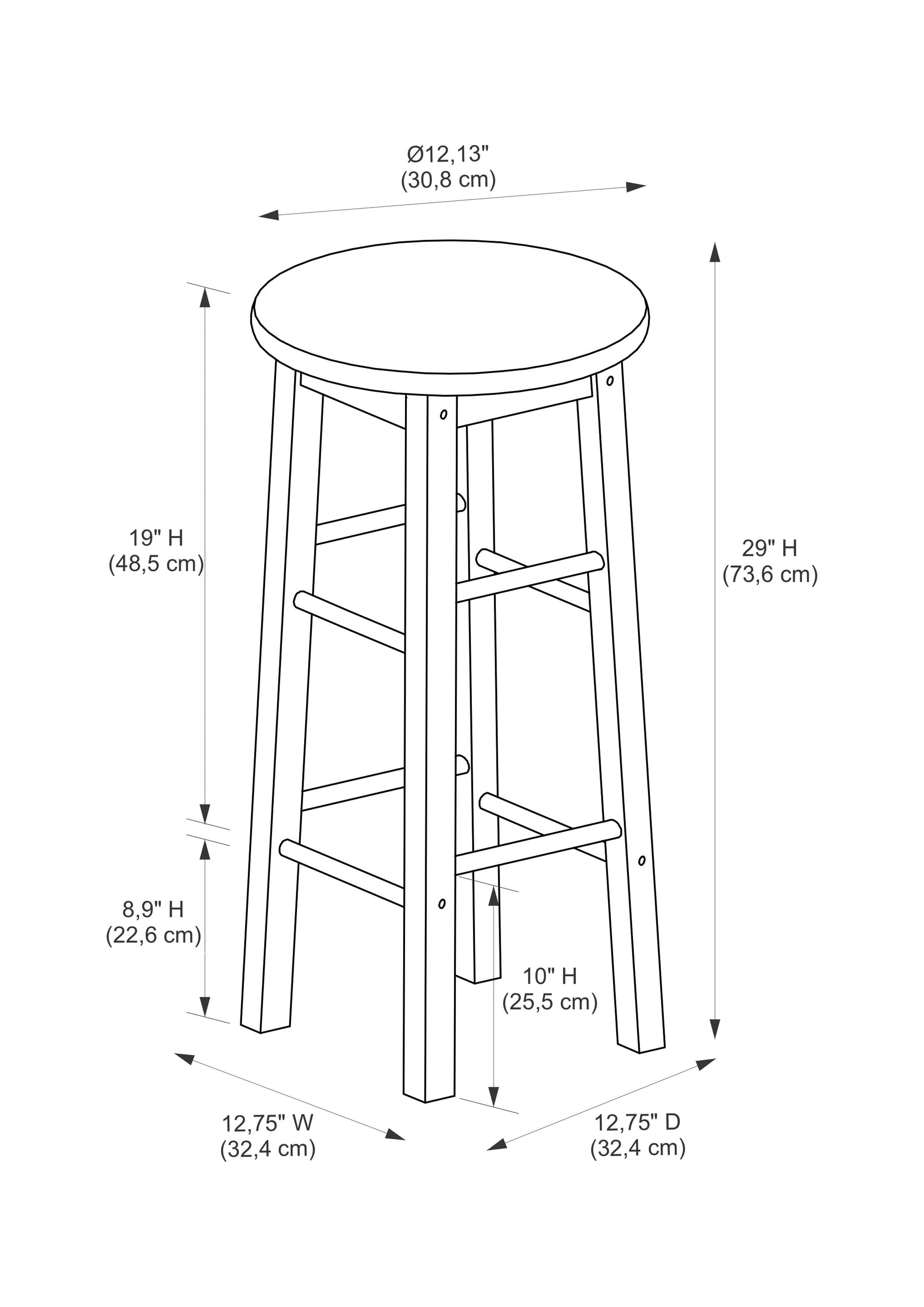 Linon McMullen 29" Backless Indoor Round Bar Stool, Natural