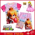 thumbnail image 2 of Disfraz De Melocotón De Super Mario Princess Para Niños , Pantalones De Camisa De Moda , 2 Piezas De Dibujos Animados De Manga Corta , Ropa De Dormir , Conjunto De Halloween, 2 of 4