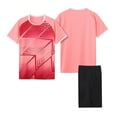 thumbnail image 4 of HAOTAGS Soccer Jerseys for Teen Boys(4-14), 2pc Outfits Youth School Training Uniform Basketball Sport Short Set Pink, 4 of 5