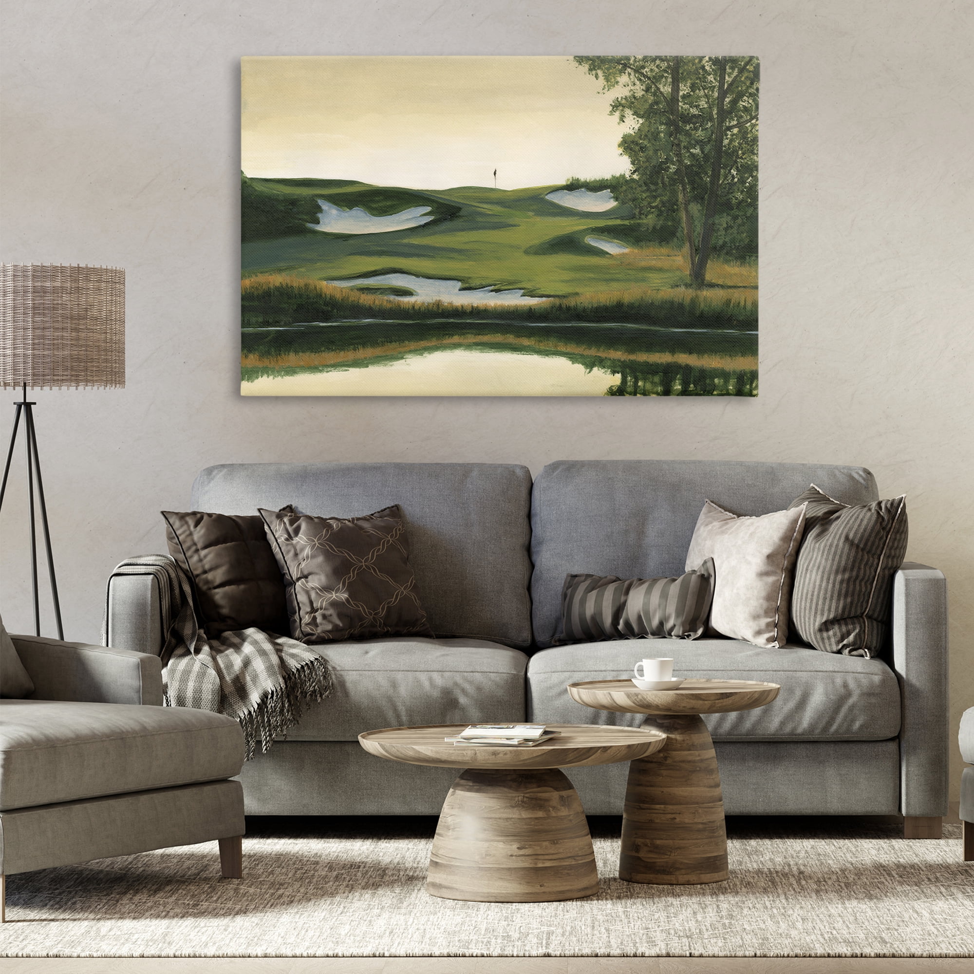 Stupell Industries Golf Course Terrain Landscape Painting Gallery Wrapped Canvas Art Print Wall Art, 45 x 30