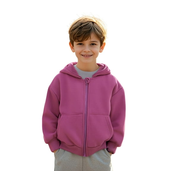 Girls Hoodie Hot Pink Full Zipper Hoodie Casual Long Sleeve Hoodies Fall Clothes 3-4 Years Girl Clothes Boys Girls Fashion