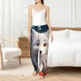 thumbnail image 4 of Salouo White Wolf With Flowers Print Women's Pajama Pants Casual Loose Sweatpants PJs Flowy Pants Drawstring Palazzo for Women Wide Leg Pants Lounge Pajama -X-Large, 4 of 8