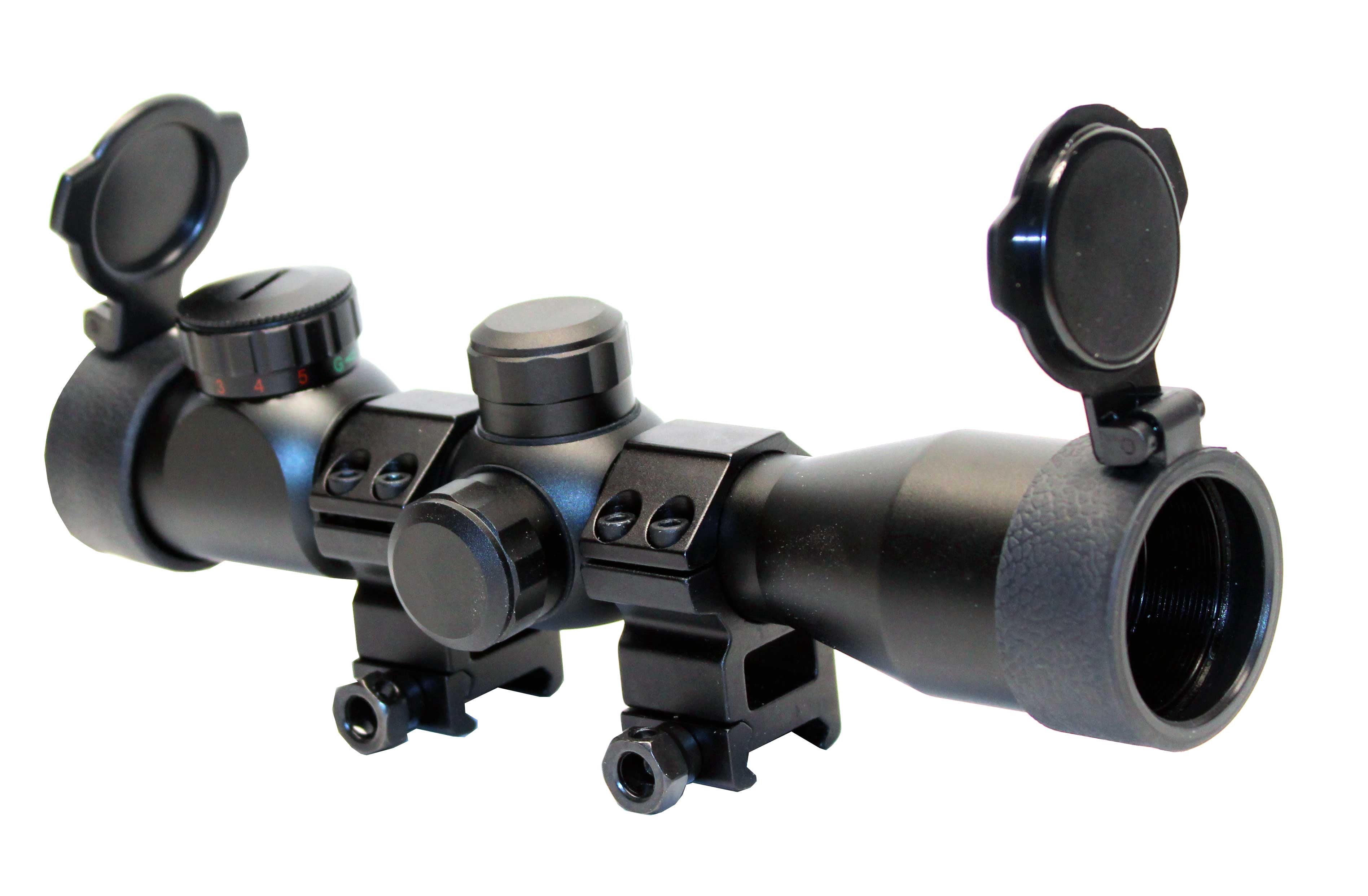 Trinity 4x32 hunting scope Illuminated red green reticle picatinny rail style aluminum black.