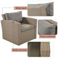 thumbnail image 4 of 4-Piece Outdoor Patio Furniture Conversation Set PE Wicker Furniture Sofa Set with Grey Cushions and Dining Table for Garden Lawn Poolside Porch and other Outdoor Living Space, 4 of 9