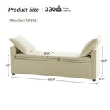 "59"" Beige Upholstered Storage Bench with 2 Throw Pillows for Bedroom ...