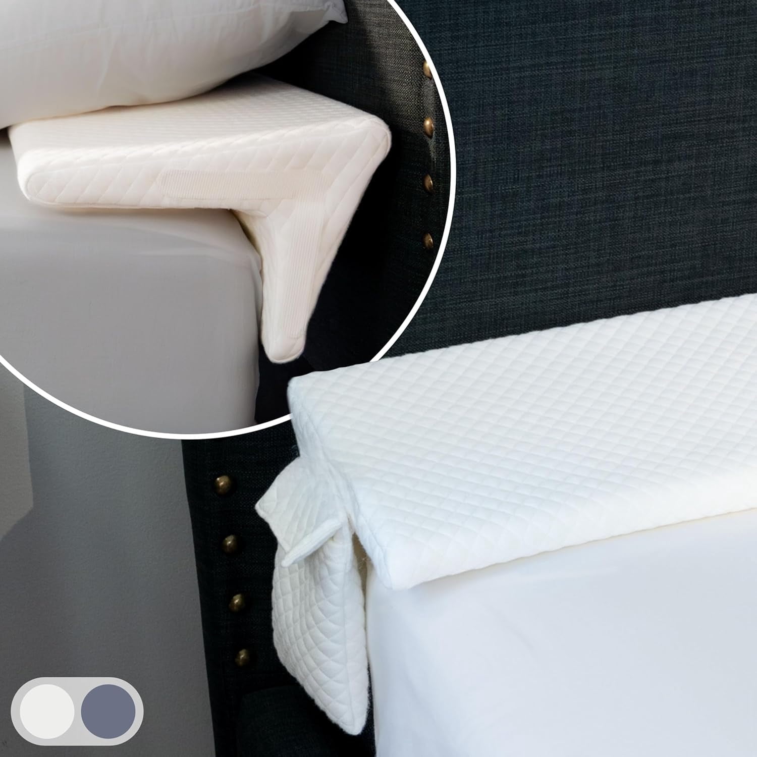 Bed Wedge Pillow for Headboard Gap Up to 7", Triangle Gap Filler for Bed, Mattress Wedge Gap Filler, Headboard Space Filler, Corner Pillow, White King 76"