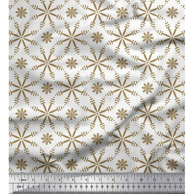 Soimoi polyester Crepe Fabric Flower Artistic Printed Craft Fabric by the Yard 52 Inch Wide