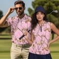 thumbnail image 6 of HUIACONG Hunting Camo Golf Shirts for Women Sleeveless Matching Golf Outfits for Couples Racerback 1/4 Zip Quick Dry Wrinkle Free Loose Fit Tops for Gym Yoga Running Sports Activities Pink Woman L, 6 of 7