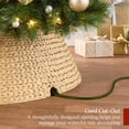 thumbnail image 3 of 24in Christmas Tree Collar, Woven Hyacinth 3-Piece Holiday Rattan Tree Skirt Accessory for Home w/Cord Cut-Out - Natural, 3 of 12