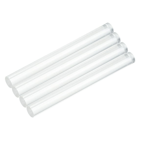 Uxcell 4pcs Acrylic Round Rods 3/8" x 4" Clear Acrylic Dowel Rods Sticks Acrylic Plastic Sticks Strip for DIY Crafts Lighting Gardening Decorations - 10mm x 100mm