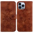 thumbnail image 2 of Compatible avec iPhone 14 Pro Max Étui Portefeuille en Relief Lily avec Porte-Cartes en Cuir PU, 2 of 5