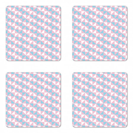 

Geometric Coaster Set of 4 Repeating Triangles Forming Simple Diagonal Square Shapes Square Hardboard Gloss Coasters Standard Size Pale Pink Pale Blue by Ambesonne