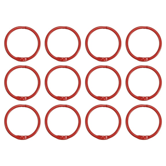 Uxcell 30mm Loose Leaf Binder Rings, 12 Pack 2.2mm Metal Flash Card Book Binding Rings for Key Chain Card, Red