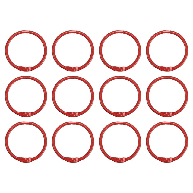 Unique Bargains 30mm Loose Leaf Binder Rings, 12 Pack 2.2mm Metal Flash Card Book Binding Rings for Key Chain Card, Red