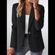 thumbnail image 4 of Blazer Informal de Otoño para Mujer, Ligero, con Forro Completo, Cuello de Solapa con Botones, Ajustado, Moderno y con Bolsillo Negro M, 4 of 10