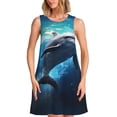 thumbnail image 1 of Fotbe Ice Blue Ocean Cute Dolphin Vestido de Verano sin Mangas para Mujer – Vestido Midi Línea A, Estilo Camiseta Floral, Vestido Playero Casual y Fluido, 1 of 7