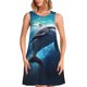 thumbnail image 1 of Balery Ice Blue Ocean Cute Dolphin Vestidos de verano para mujer con estampado: vestido holgado sin mangas, vestido playero informal y cómodo para días calurosos., 1 of 7