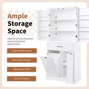 Modern Bathroom Storage Cabinet with Doors Drawers Tilt-Out Laundry Hamper