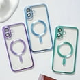 thumbnail image 5 of Designed for iPhone 16e Case Clear Magnetic Compatible with MagSafe, Thin Slim Transparent Non Yellowing, Hybrid Soft Silicone Bumper & Hard Plastic Protective Plating Phone Cover, Navyblue, 5 of 10