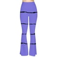 thumbnail image 5 of USNSM Women's Flare Pants Trendy Striped Print High Waist Stretchy Pants Baggy Workout Straight Bell Bottom Trousers Purple S, 5 of 6