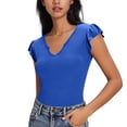 thumbnail image 2 of TAGOLD Womens Short Sleeve V-Neck Blouses & Shirts 1/4 Sleeve V Neck Stretch Breathable Summer Top, 2 of 5