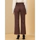 thumbnail image 5 of Allegra K Pantalones Largos De Pierna Recta De Tartán A Cuadros Casuales De Cintura Alta Para Mujer Rojo marrón XL, 5 of 6
